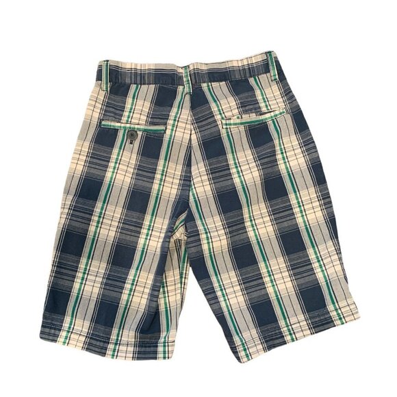 Fission Sz 28 Casual Golf Bermuda Short Plaid Blue Green White 24C - Picture 2 of 4